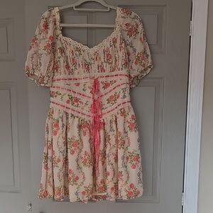 ASOS Floral Mini Dress in Cream and Pink